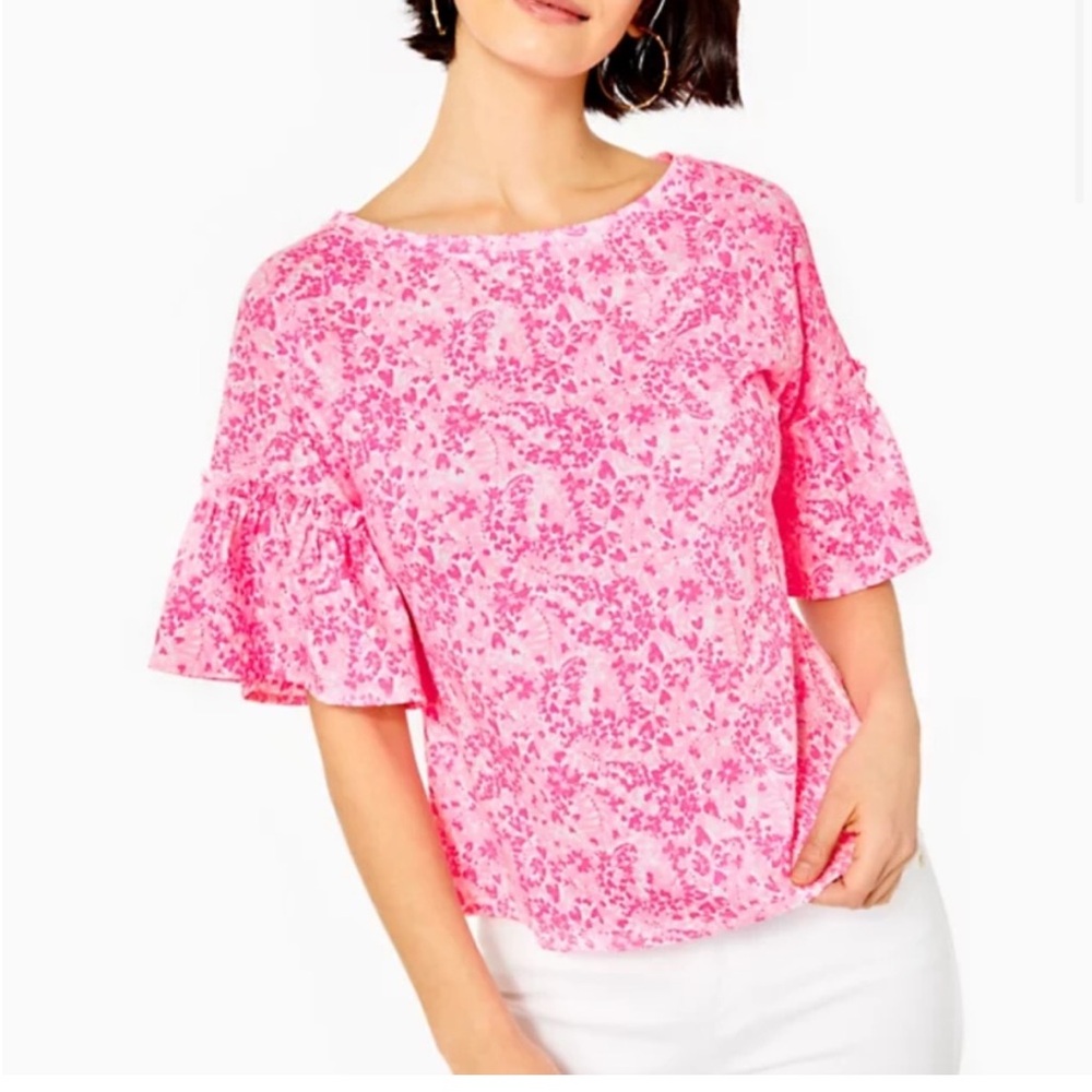 Lilly Pulitzer Ziva Top Pink Shandy Women’s Size Medium